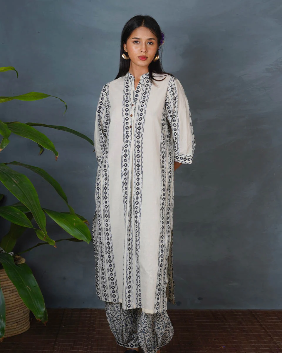 Echo Dusk Ivory Block Printed Kurti - BMS - Image 9