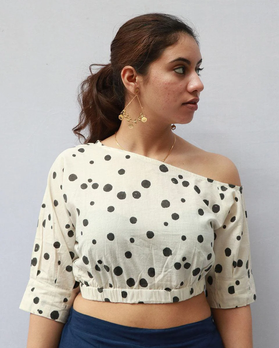 Eleanore Hand Block-Printed Cotton Blouse - Polka - Image 6