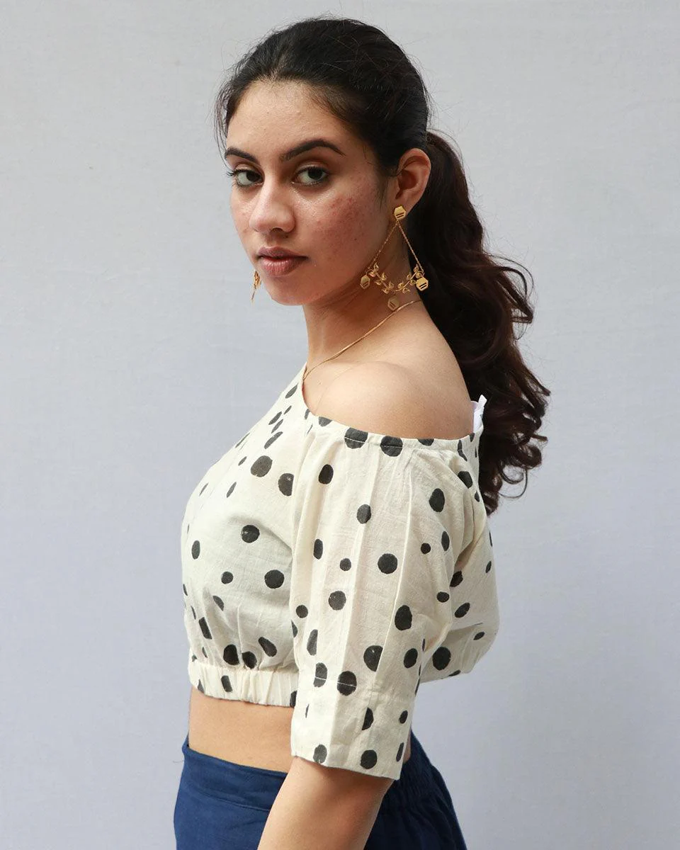 Eleanore Hand Block-Printed Cotton Blouse - Polka - Image 8