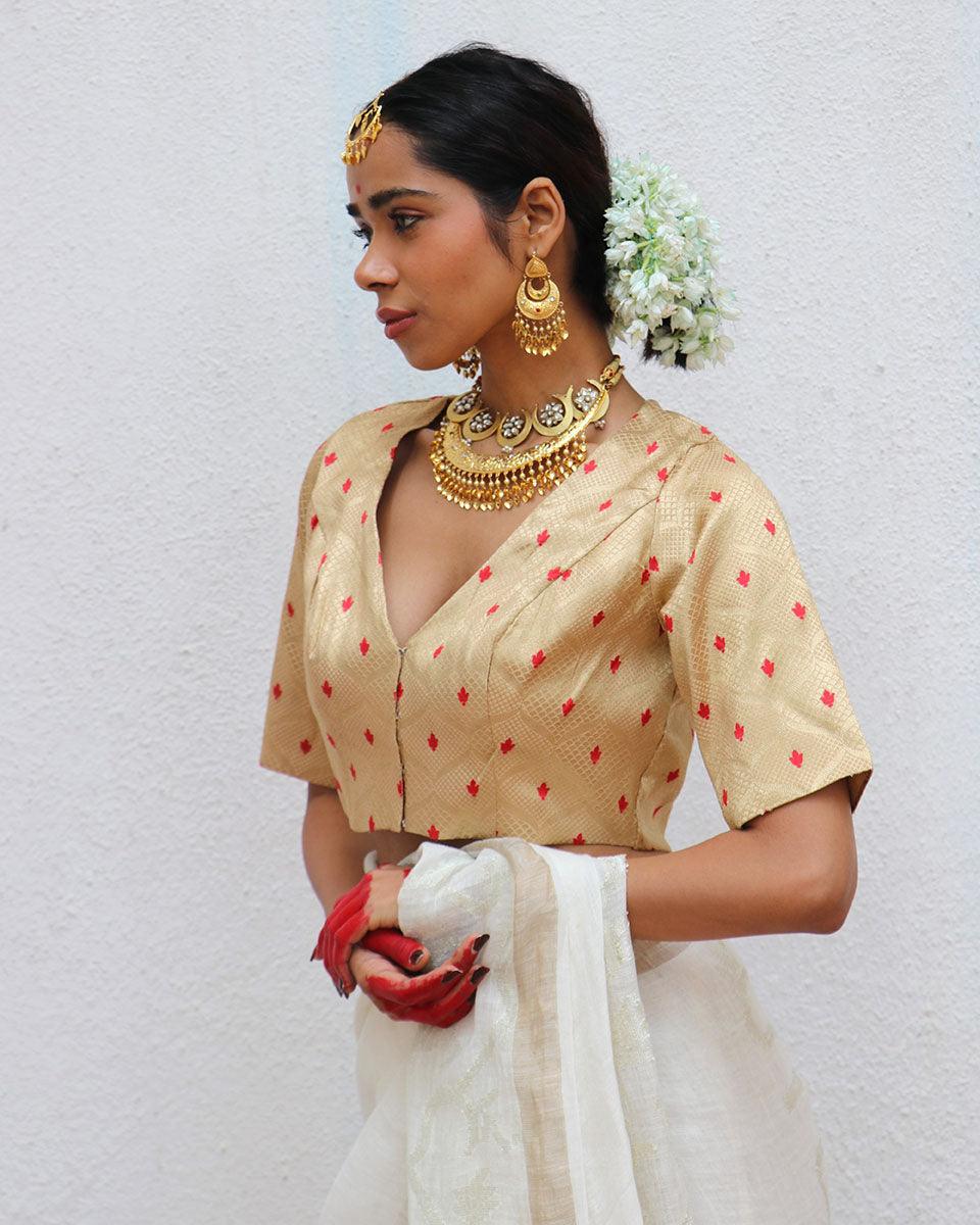 Eudora Gold Brocade Blouse - Image 4