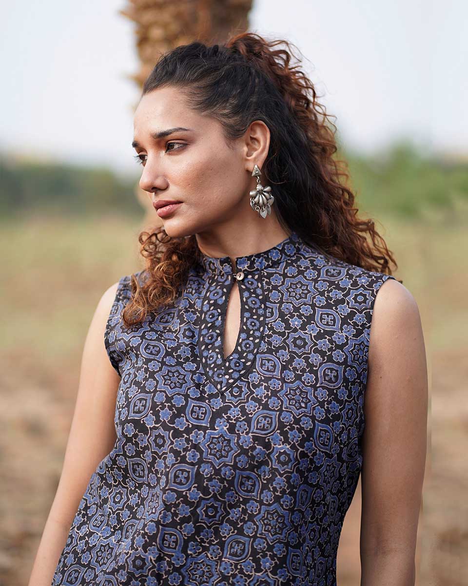 Evening Primrose Blockprinted Cotton Top-WWB - Image 5