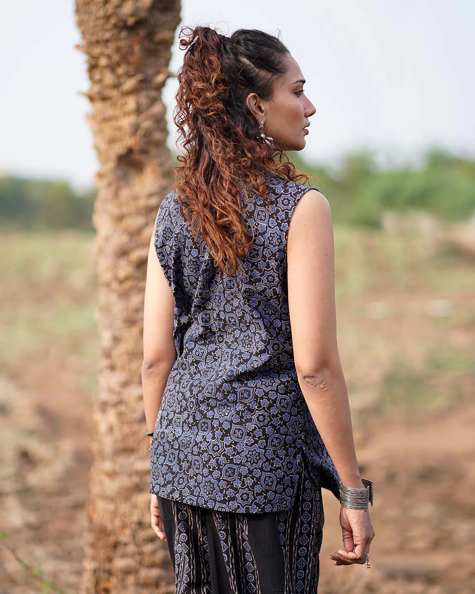 Evening Primrose Blockprinted Cotton Top-WWB - Image 8