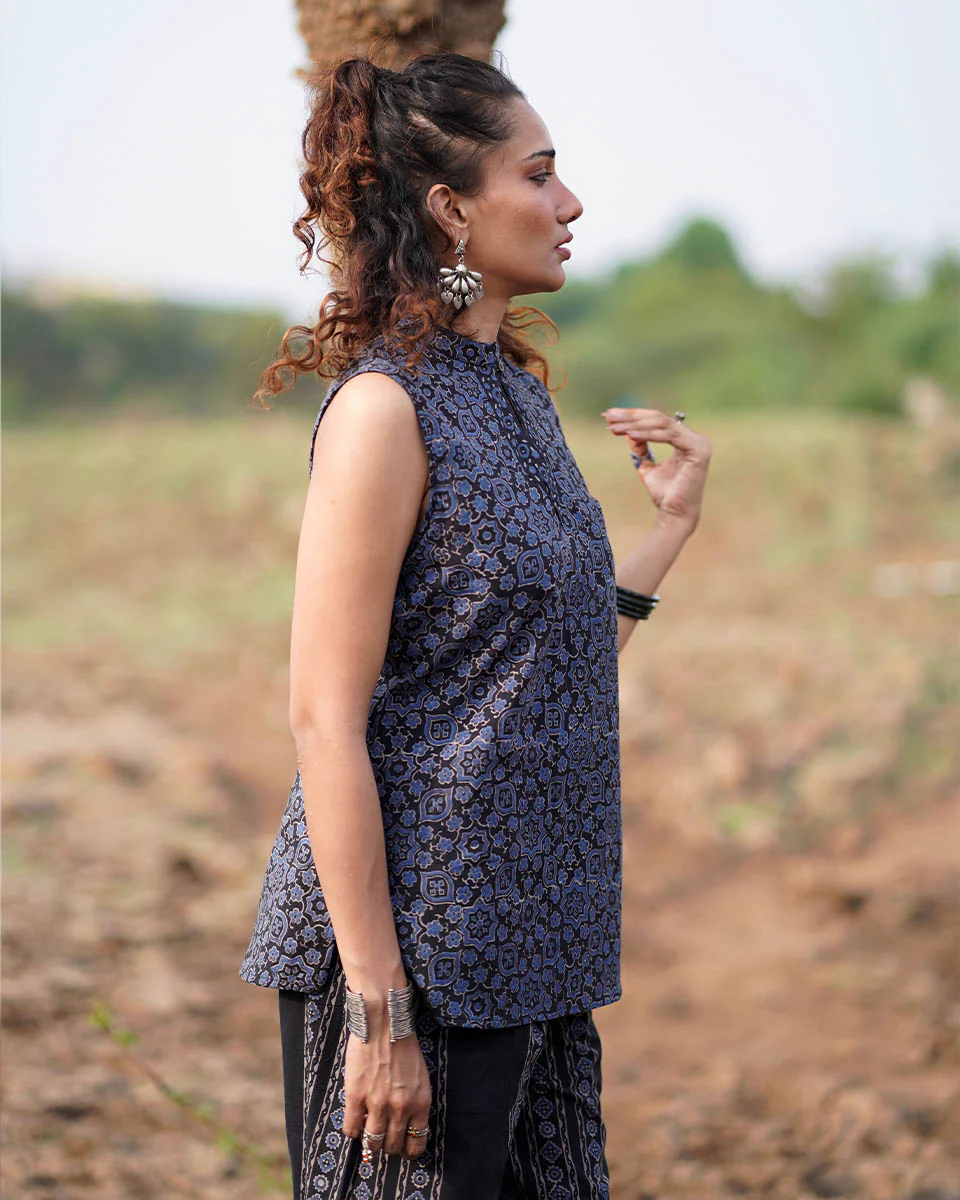 Evening Primrose Blockprinted Cotton Top-WWB - Image 9