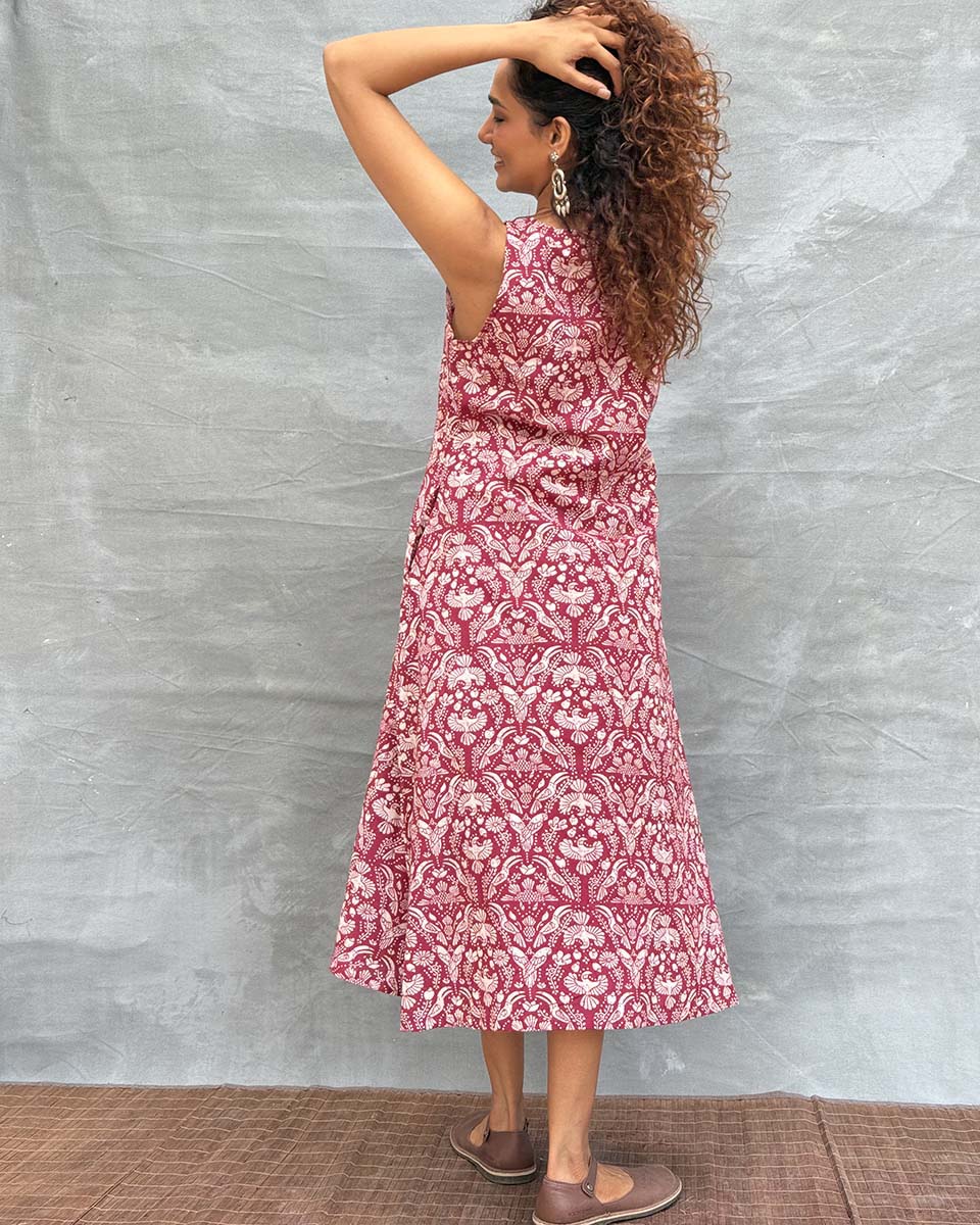 Feathered Grace Block printed Cotton Dress - Image 10