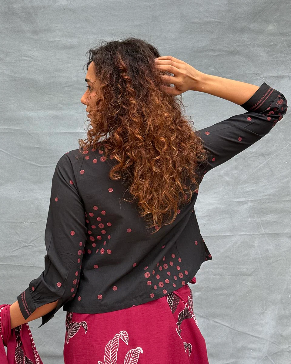 Fields of Feathers Blockprinted Cotton Blouse - Image 7