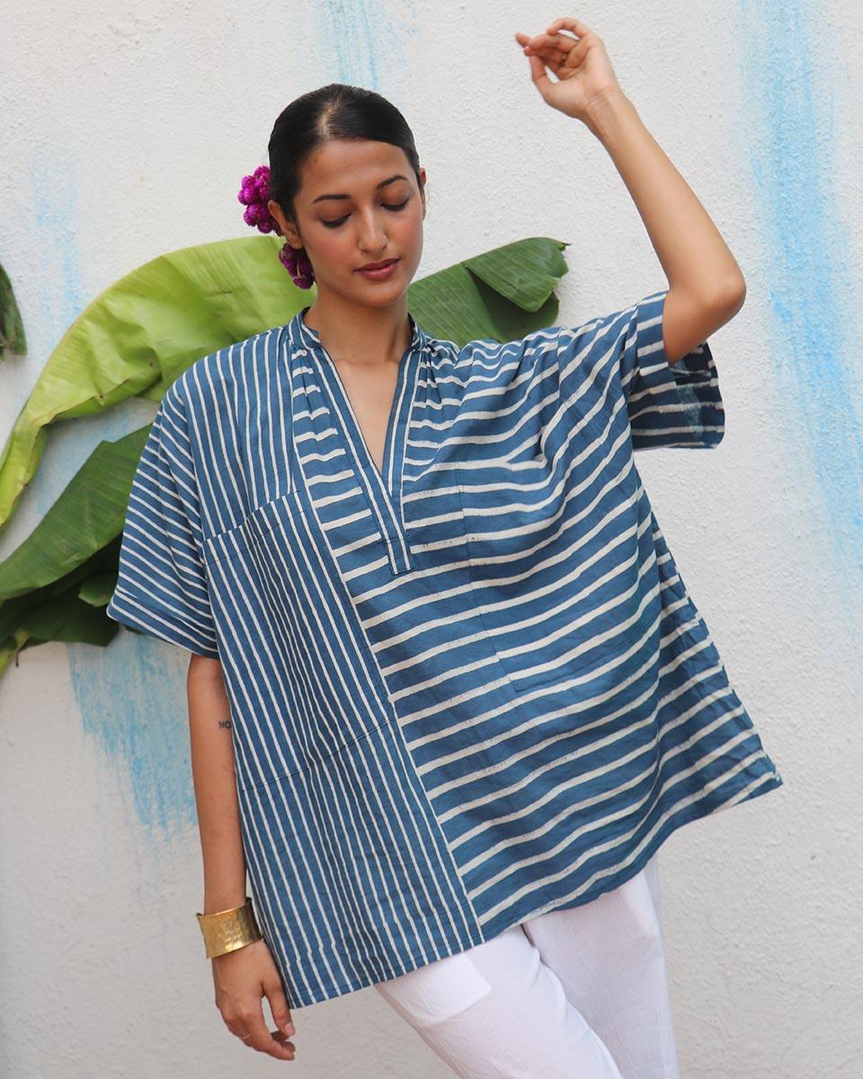 Fishan Blockprinted Cotton Top - Flower Girl - Image 4