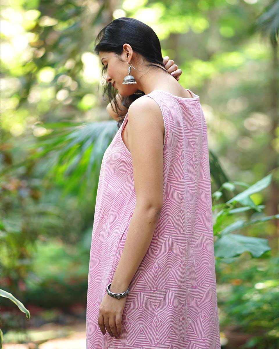 Flirting with Forget-Me-Not’s Blush Pink Block Printed Dress - MMG - Image 5