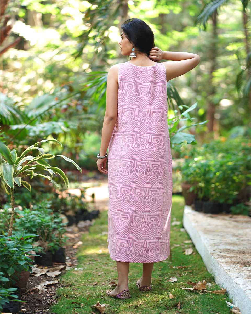 Flirting with Forget-Me-Not’s Blush Pink Block Printed Dress - MMG - Image 6