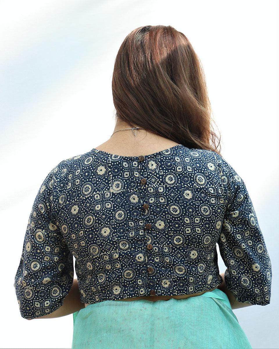 Flora Hand Block-Printed Cotton Blouse - Image 3