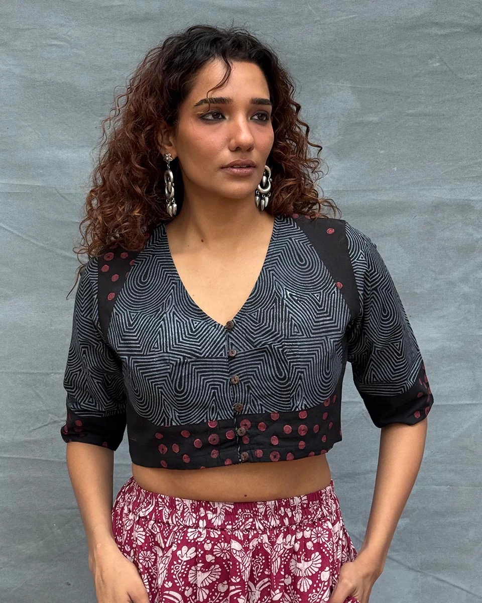 Flow of Seasons Blockprinted Cotton Blouse - Image 2