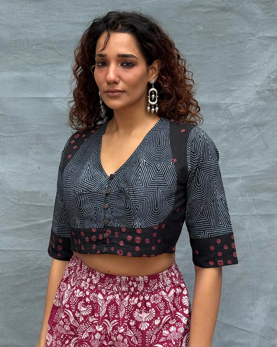Flow of Seasons Blockprinted Cotton Blouse - Image 5