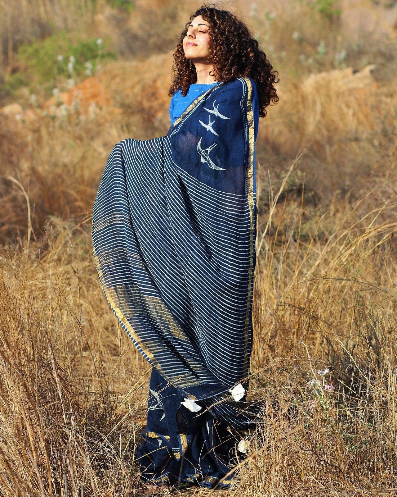 Fly On Handwoven Linen Saree - Image 2