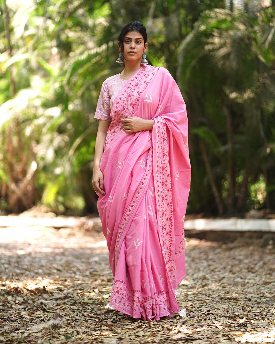 Gardenia’s Glow Blush Pink Handblock Printed Blouse - MMG - Image 5