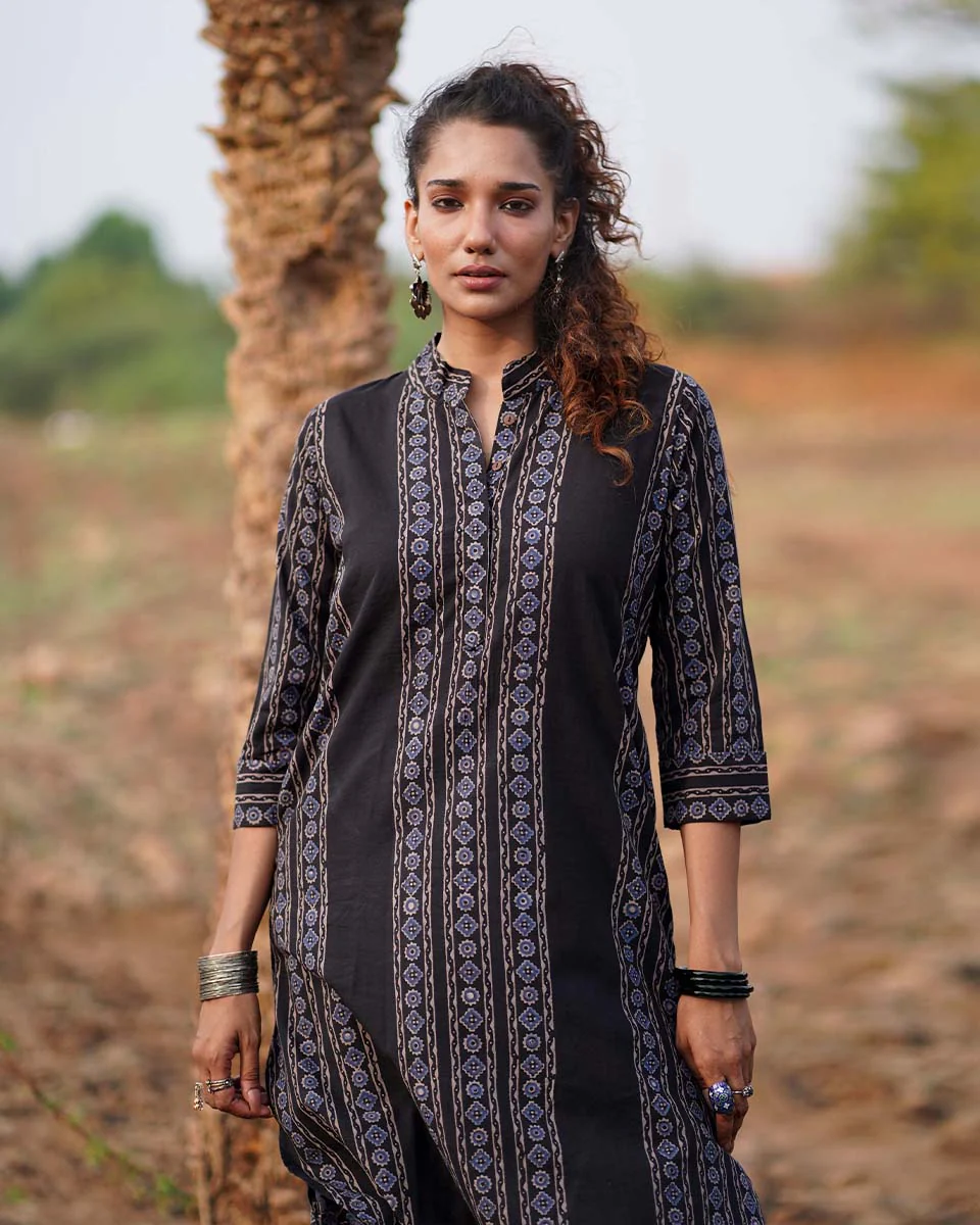 Gentle Flutter Blockprinted Cotton Kurti-WWB - Image 2