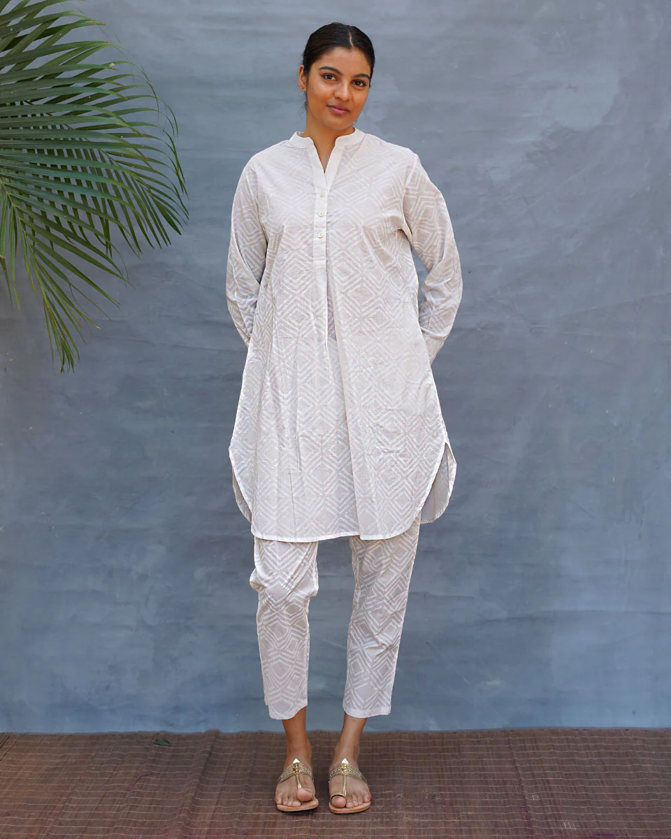 Ginevra Cotton Kurta Set - Safed