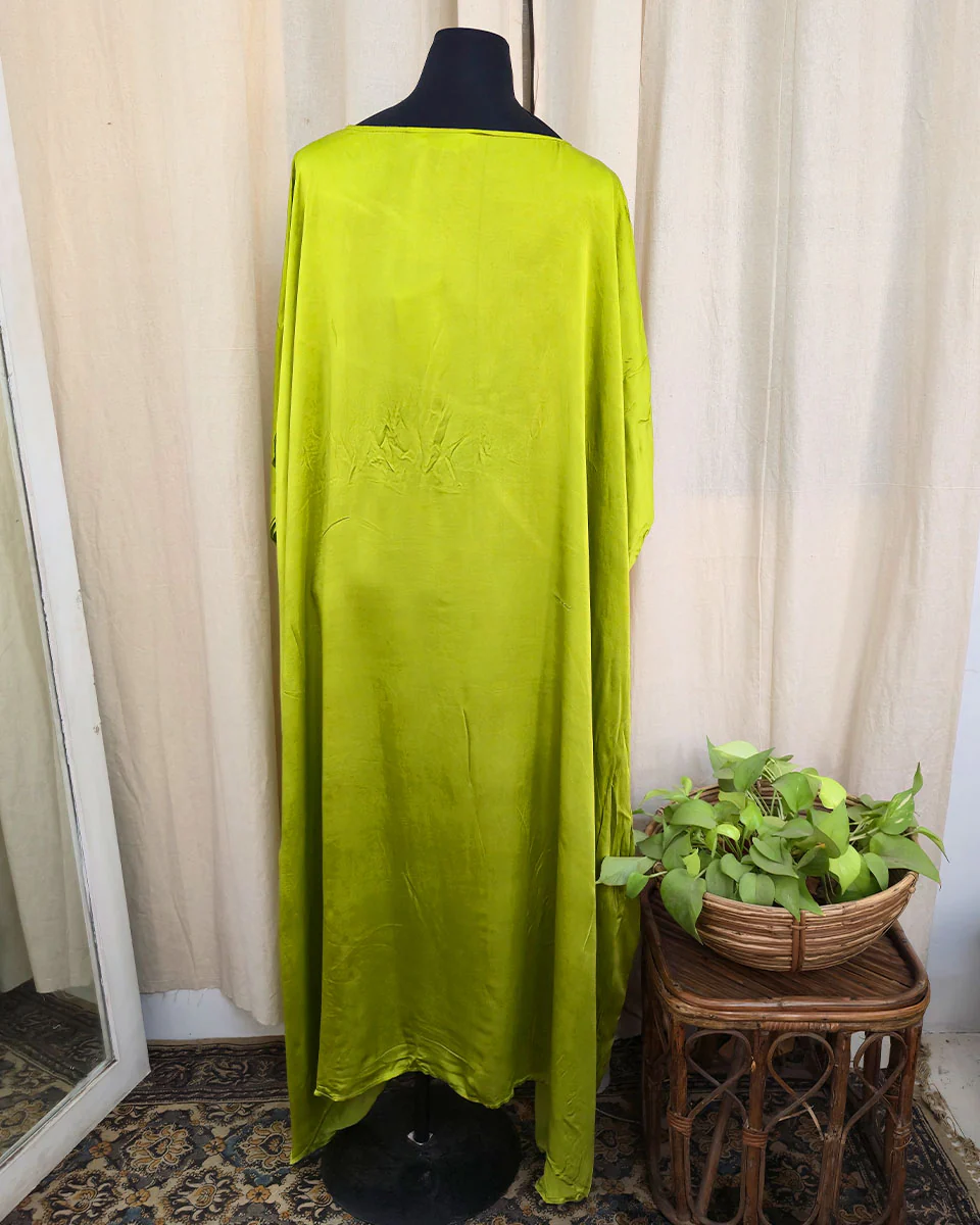 Maira Lime Green Silk Dress - Love Despite - Image 3