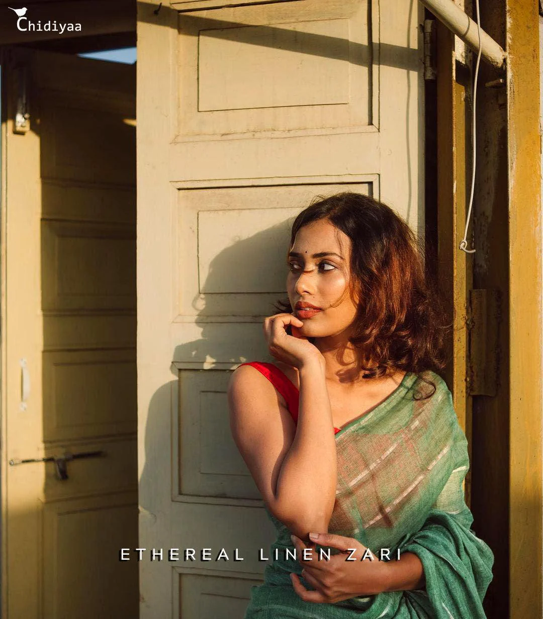 Forest Walk Handwoven Linen Saree - Everyday Beautiful - Image 7
