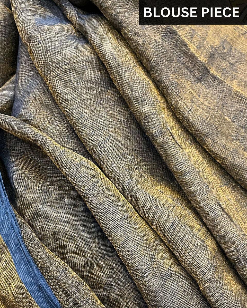 Vidhu Handwoven Linen Saree-Melting Moon - Image 4