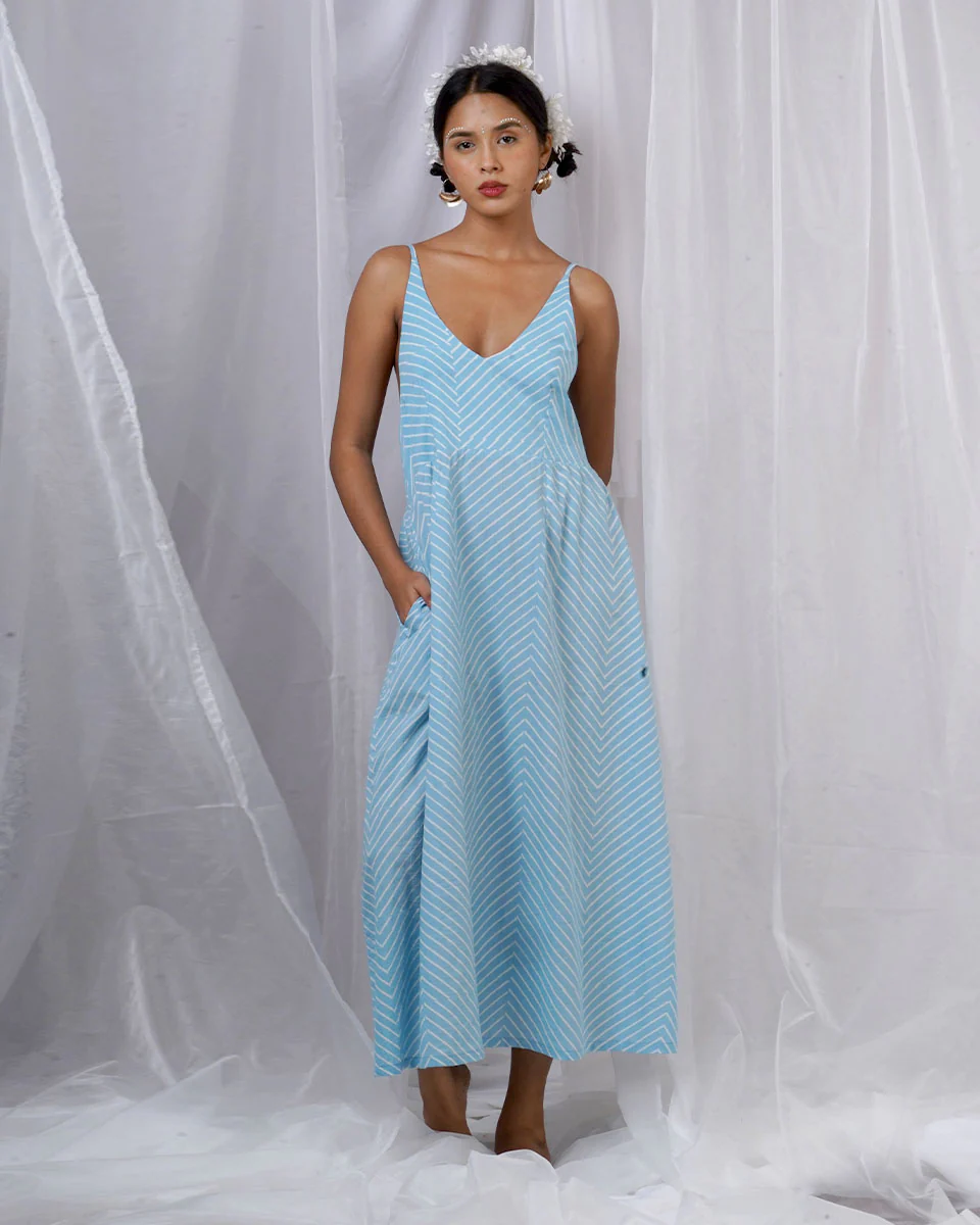 Gudiya Blue Hand Block Printed Dress-BAD - Image 7
