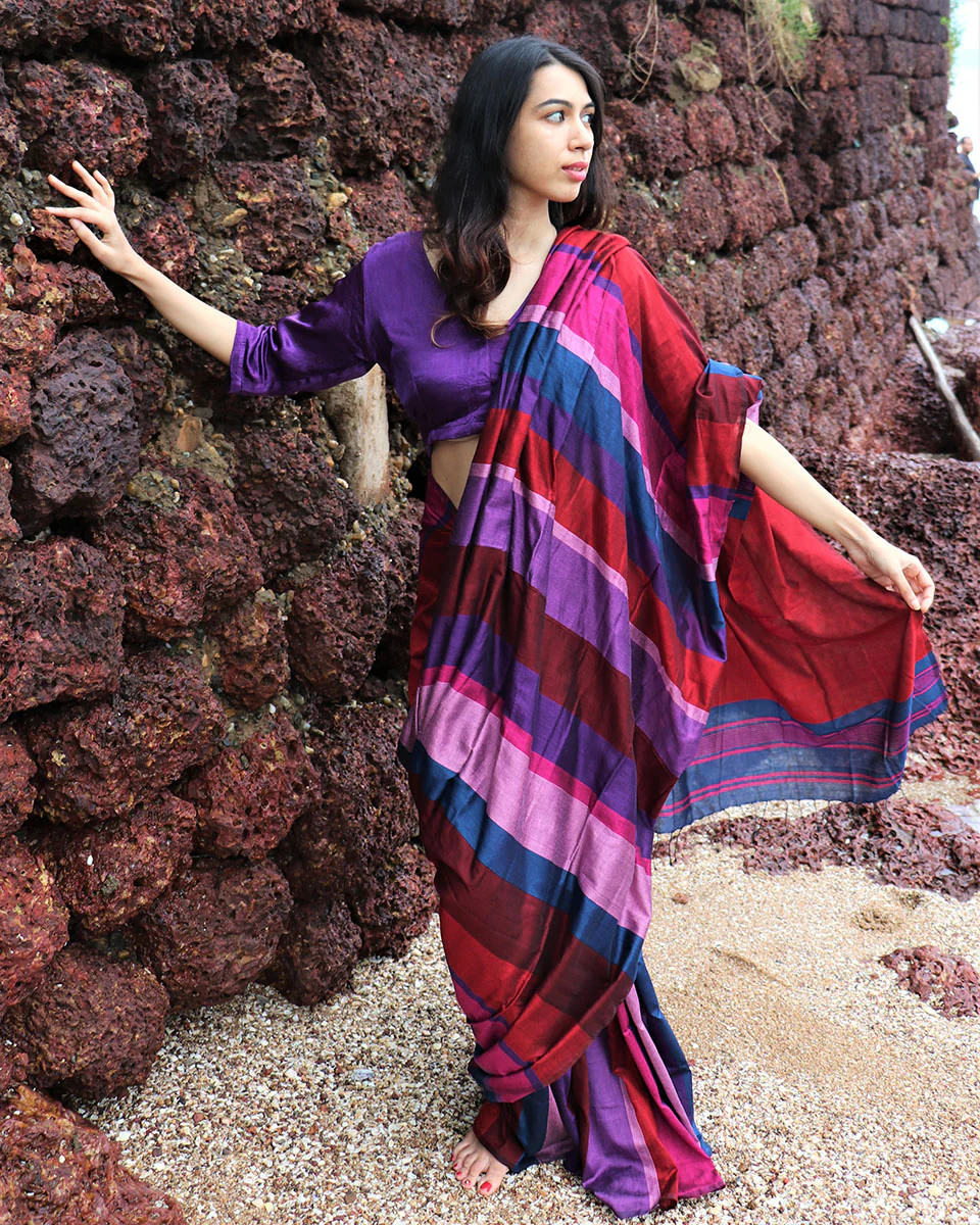 Kashish Handwoven Cotton Saree - Holi - Image 7