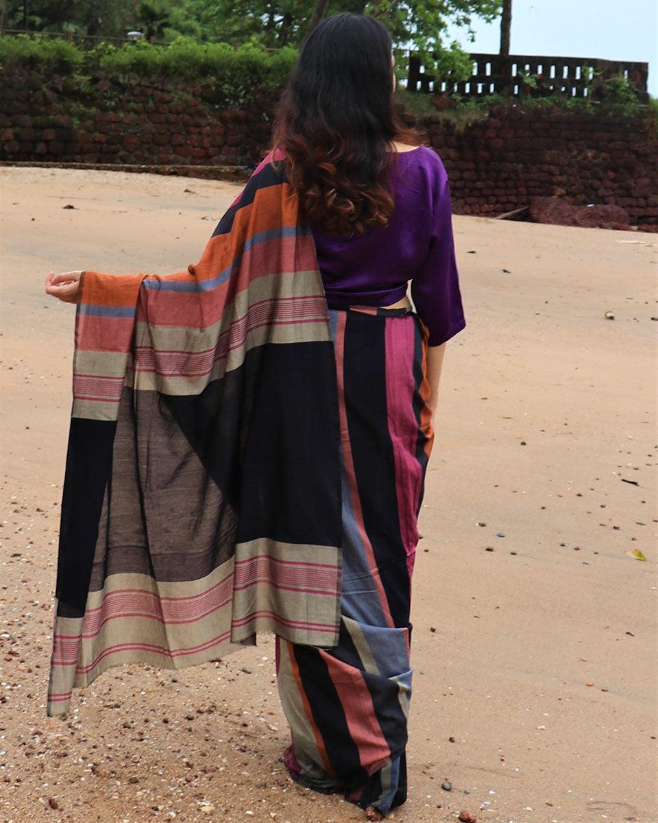 Samaa Handwoven Cotton Saree - Holi - Image 6