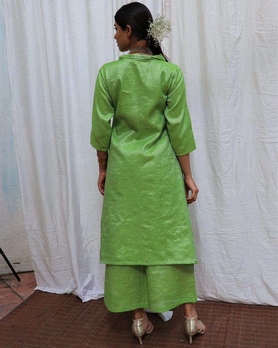 Harita Handwoven Cotton Zari Kurta Set - Zari - Image 4