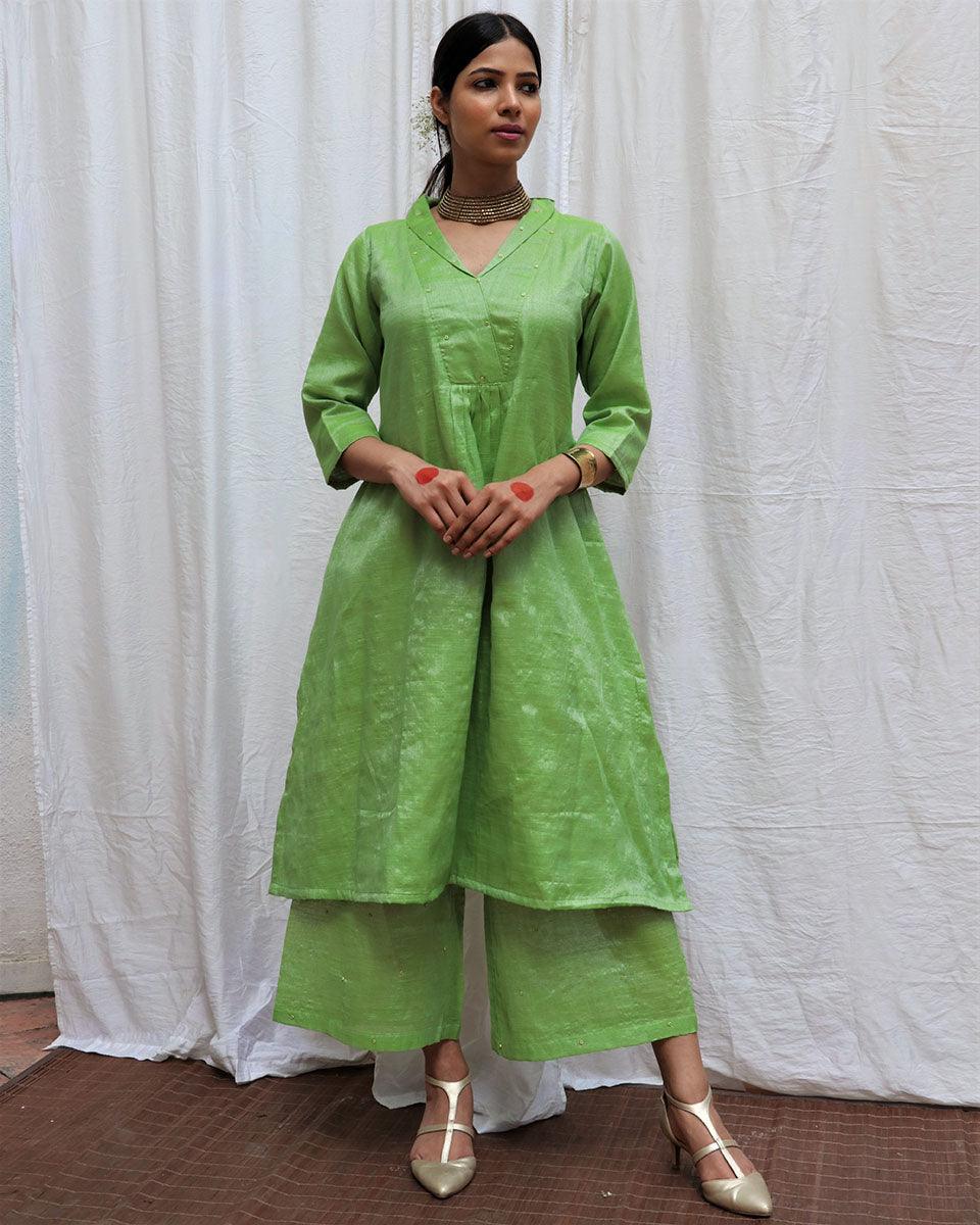 Harita Handwoven Cotton Zari Kurta Set - Zari - Image 5