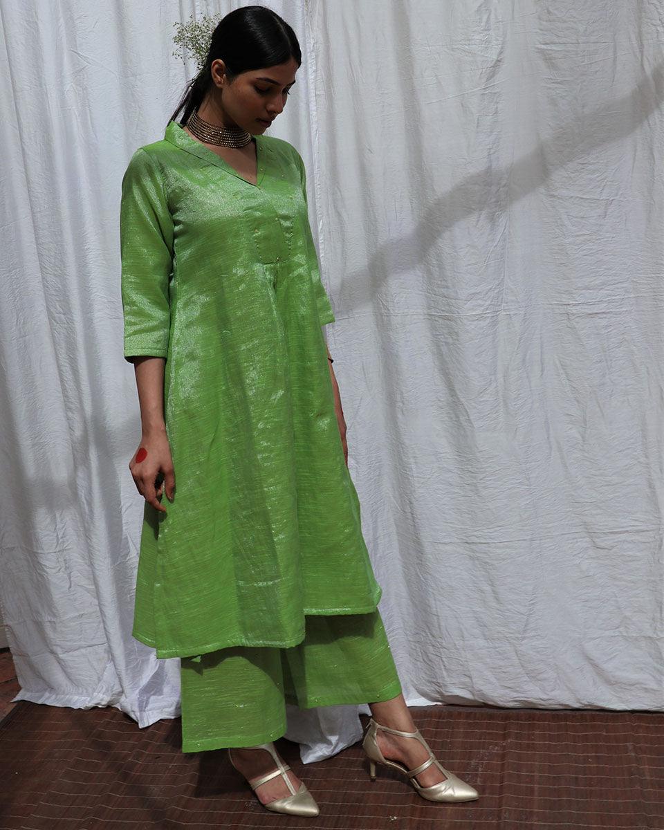 Harita Handwoven Cotton Zari Kurta Set - Zari - Image 8