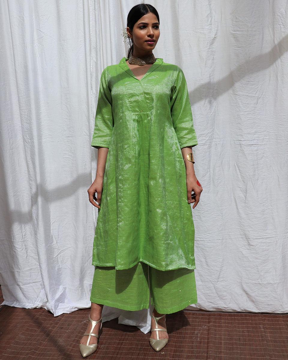 Harita Handwoven Cotton Zari Kurta Set - Zari - Image 9