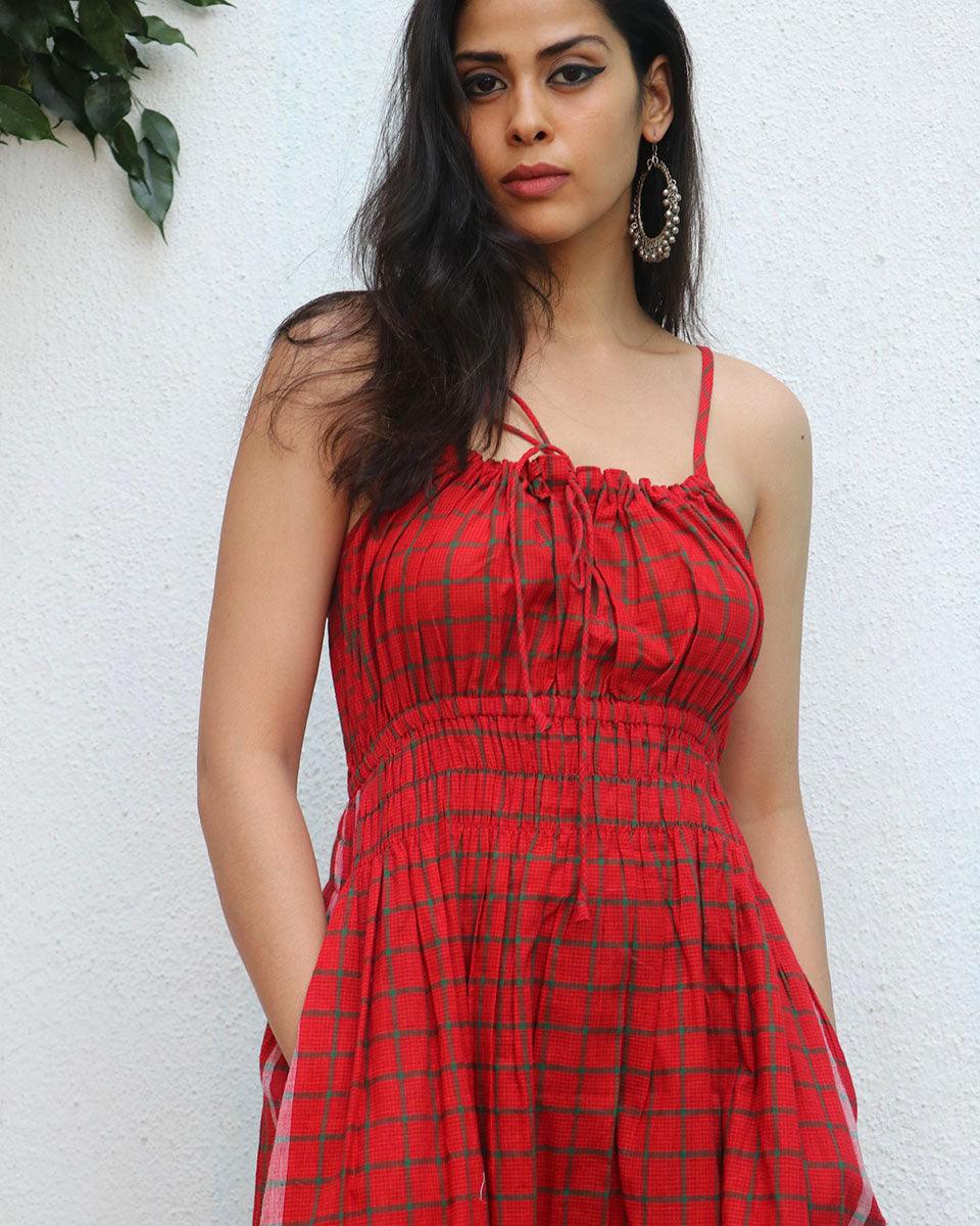 Idaa Gamcha Cotton Dress - Image 5
