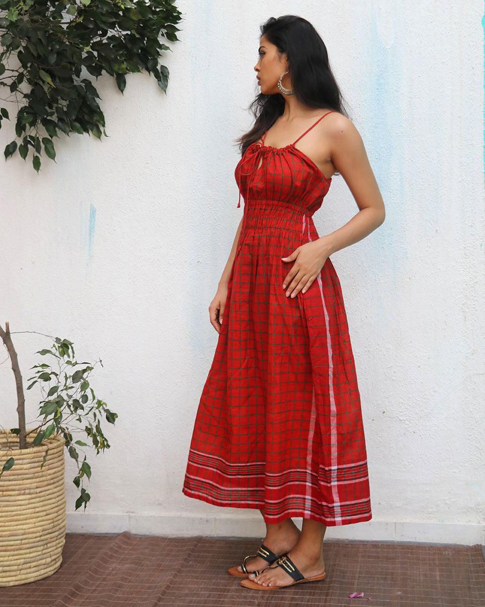 Idaa Gamcha Cotton Dress - Image 7