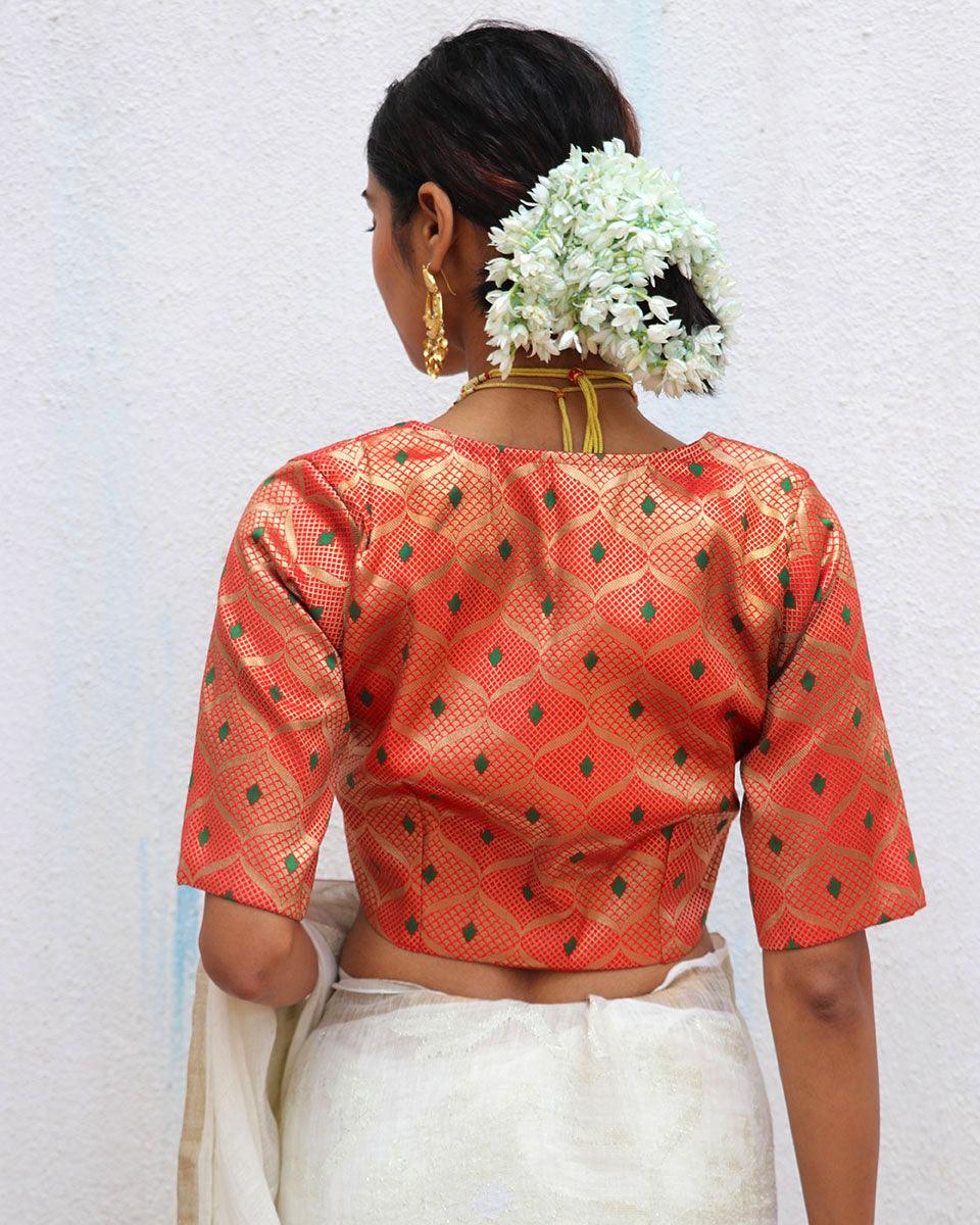 Idalia Red Brocade Blouse - Image 5