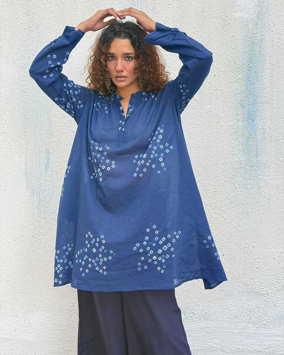 Indi-Glow Bandhej Cotton Kurti - Image 4