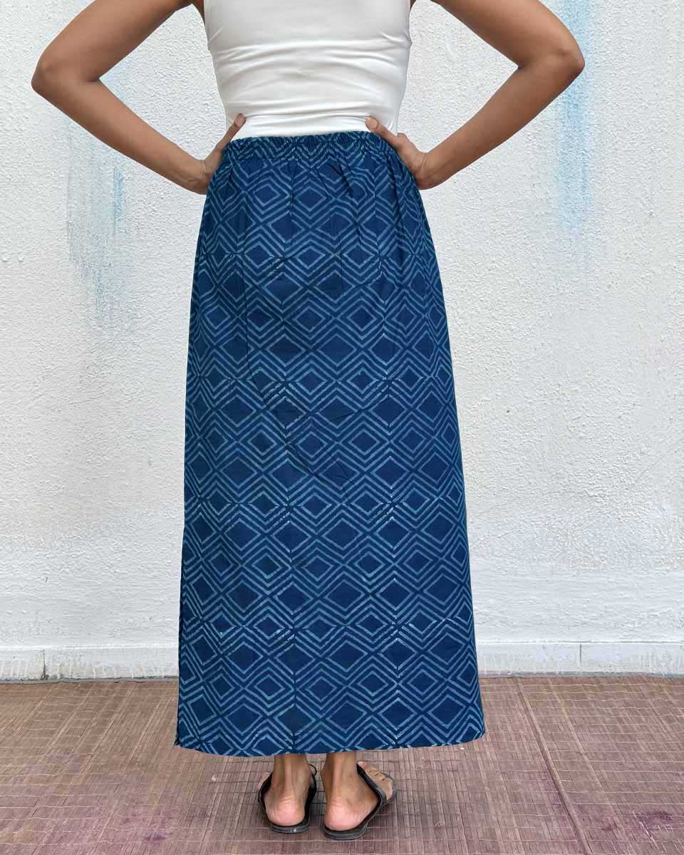 Indigo Bunting Blockprinted Cotton Skirt - Image 5
