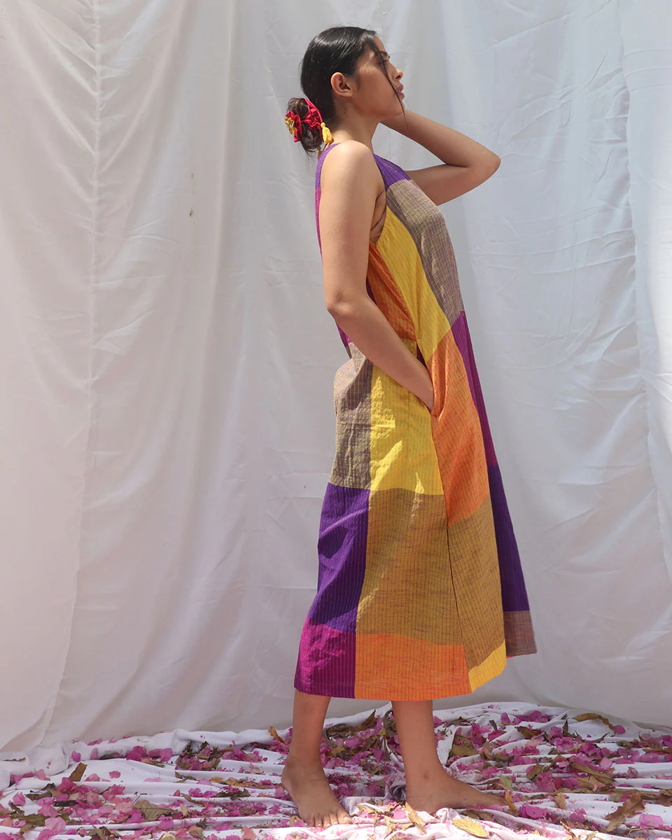 Indradhanush Handwoven Cotton Dress - RC - Image 7