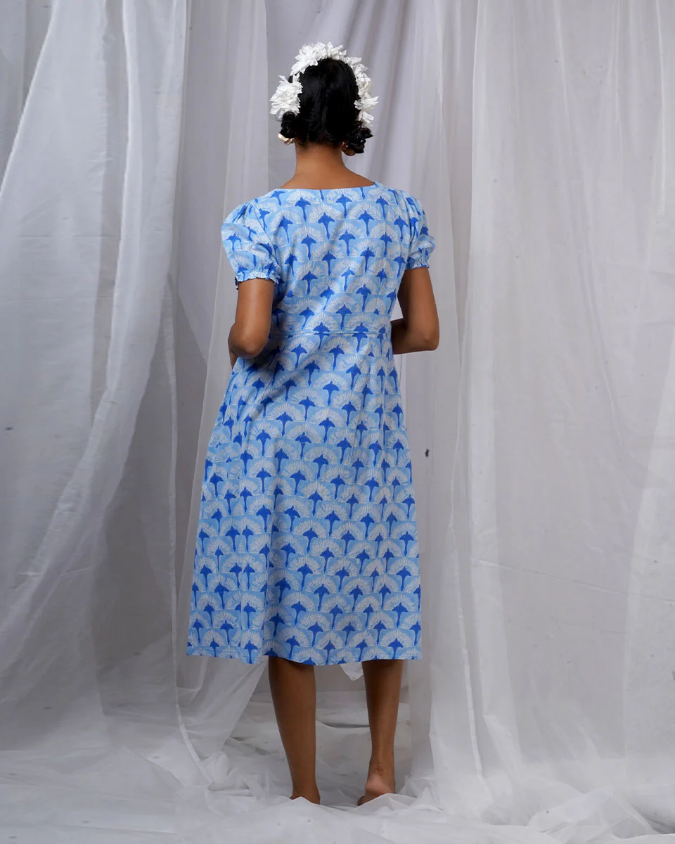 Ishani Blue Hand Block Printed Dress-BAD - Image 6