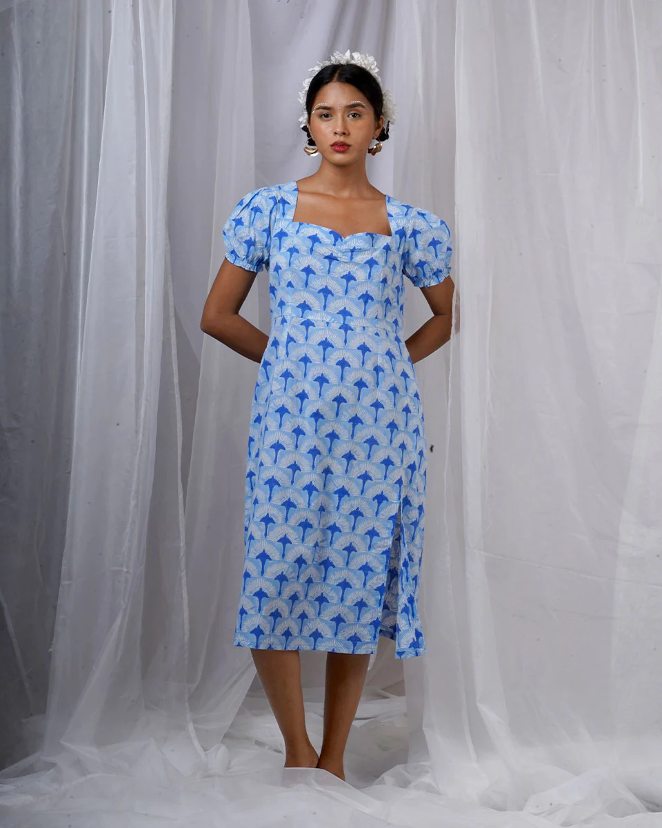 Ishani Blue Hand Block Printed Dress-BAD - Image 9