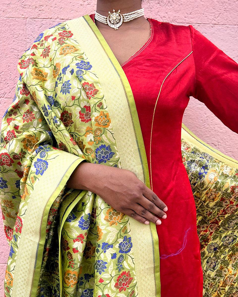 Ishq Handwoven Banarasi Kimkhab Brocade Dupatta - Image 5