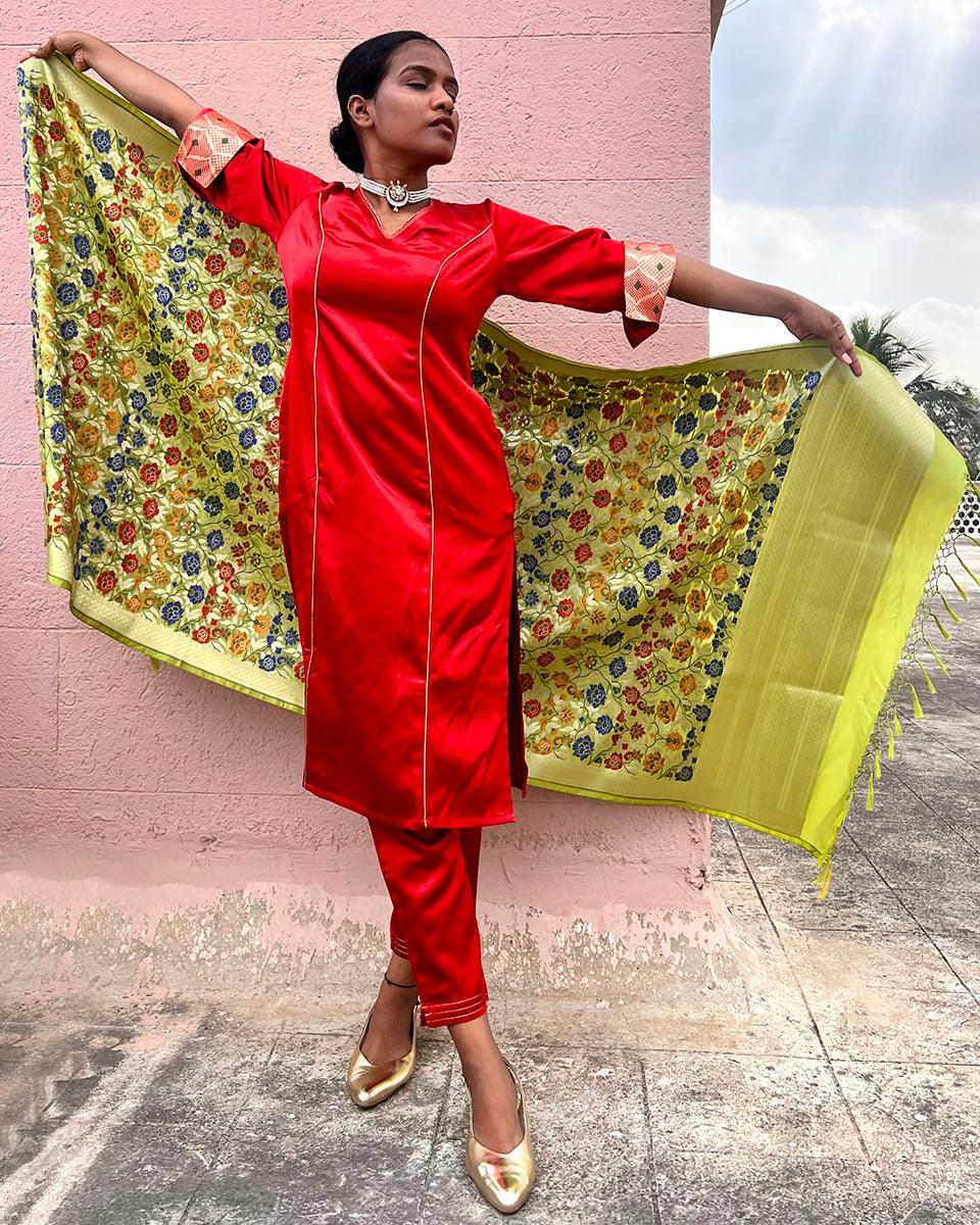 Ishq Handwoven Banarasi Kimkhab Brocade Dupatta - Image 6