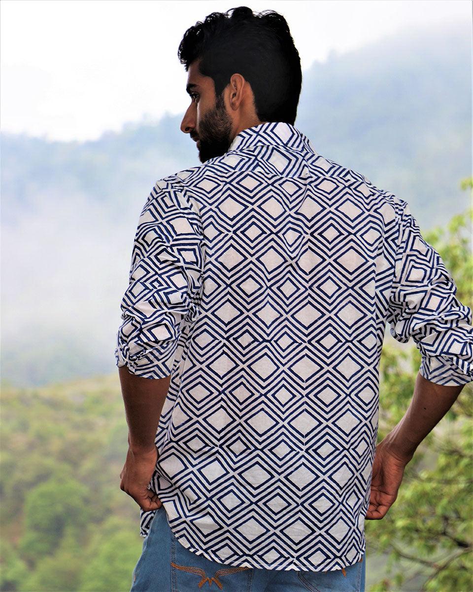 Ivory Block Printed Cotton Shirt - Image 7