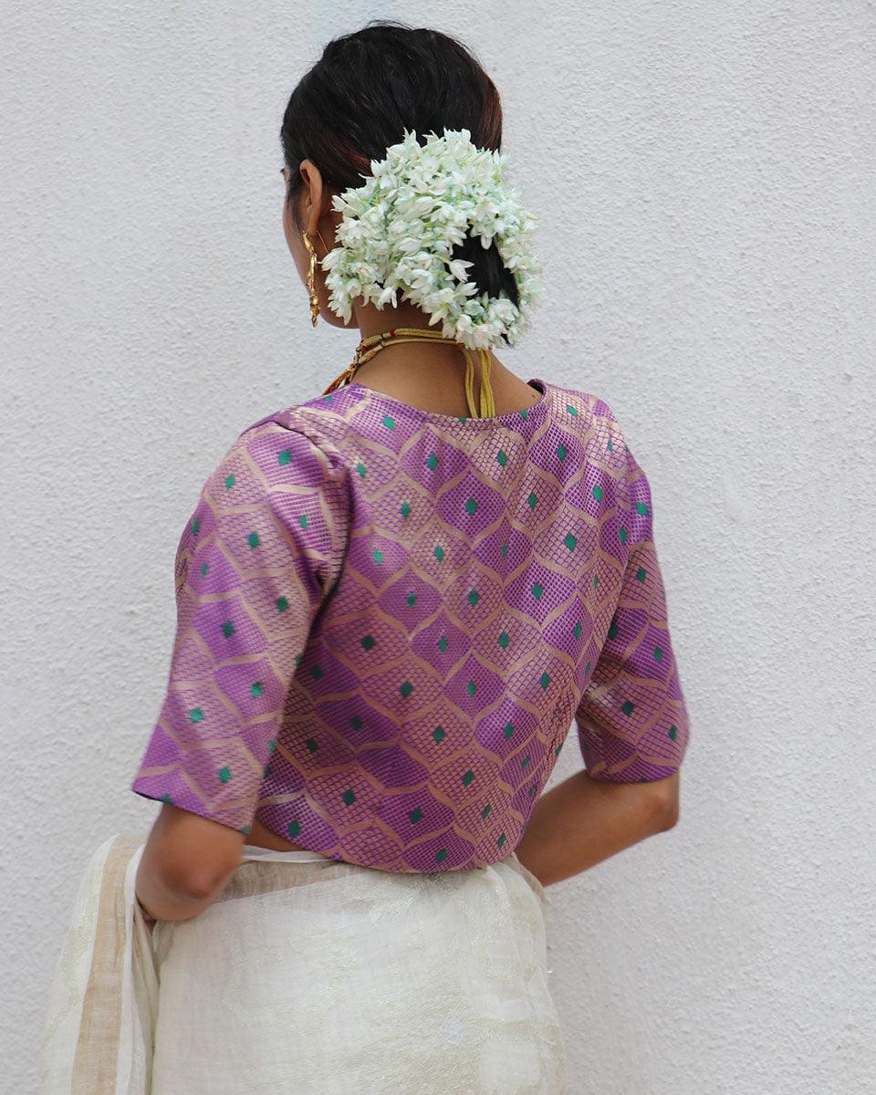 Jenive Purple Brocade Blouse - Image 7