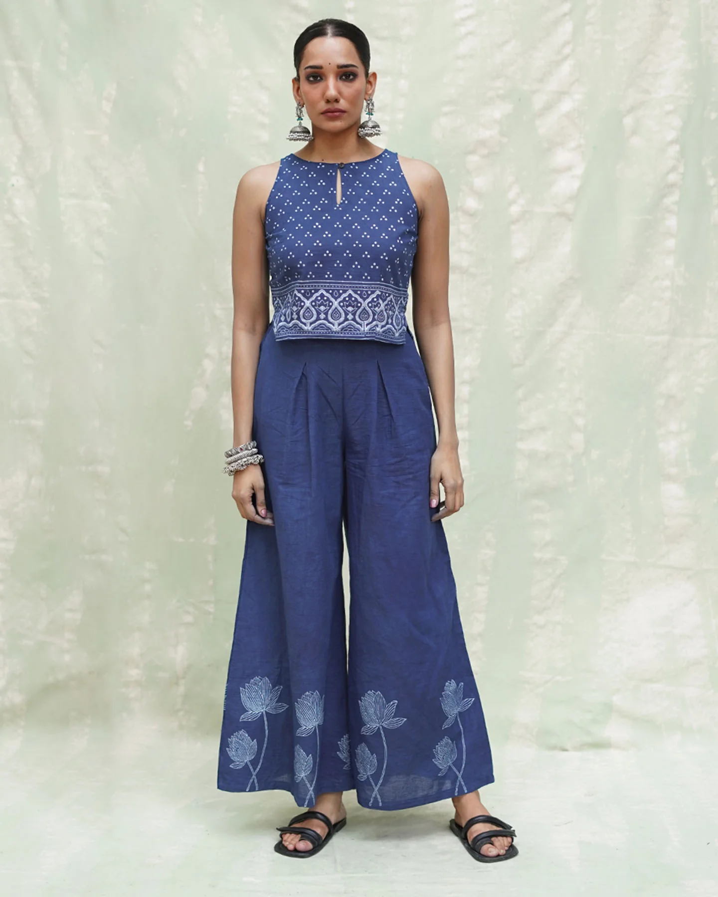 Kalashri Blue Handblock Print Cotton Pant - INDI - Image 4