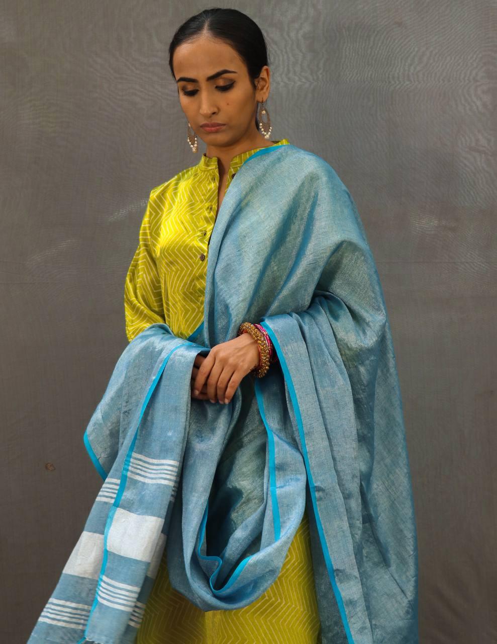 Kaur Handwoven Cotton Zari Dupatta-Saahiba - Image 2