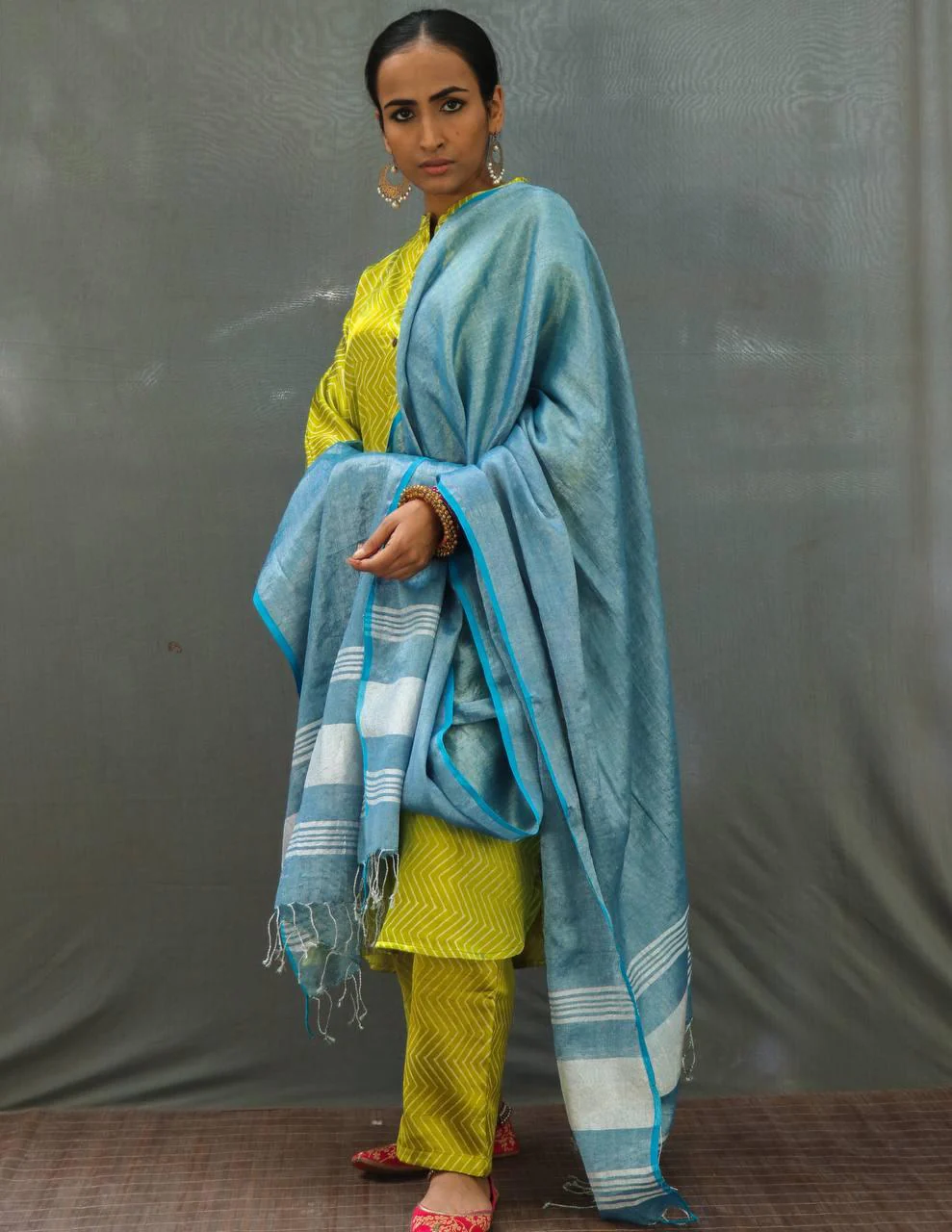Kaur Handwoven Cotton Zari Dupatta-Saahiba - Image 3
