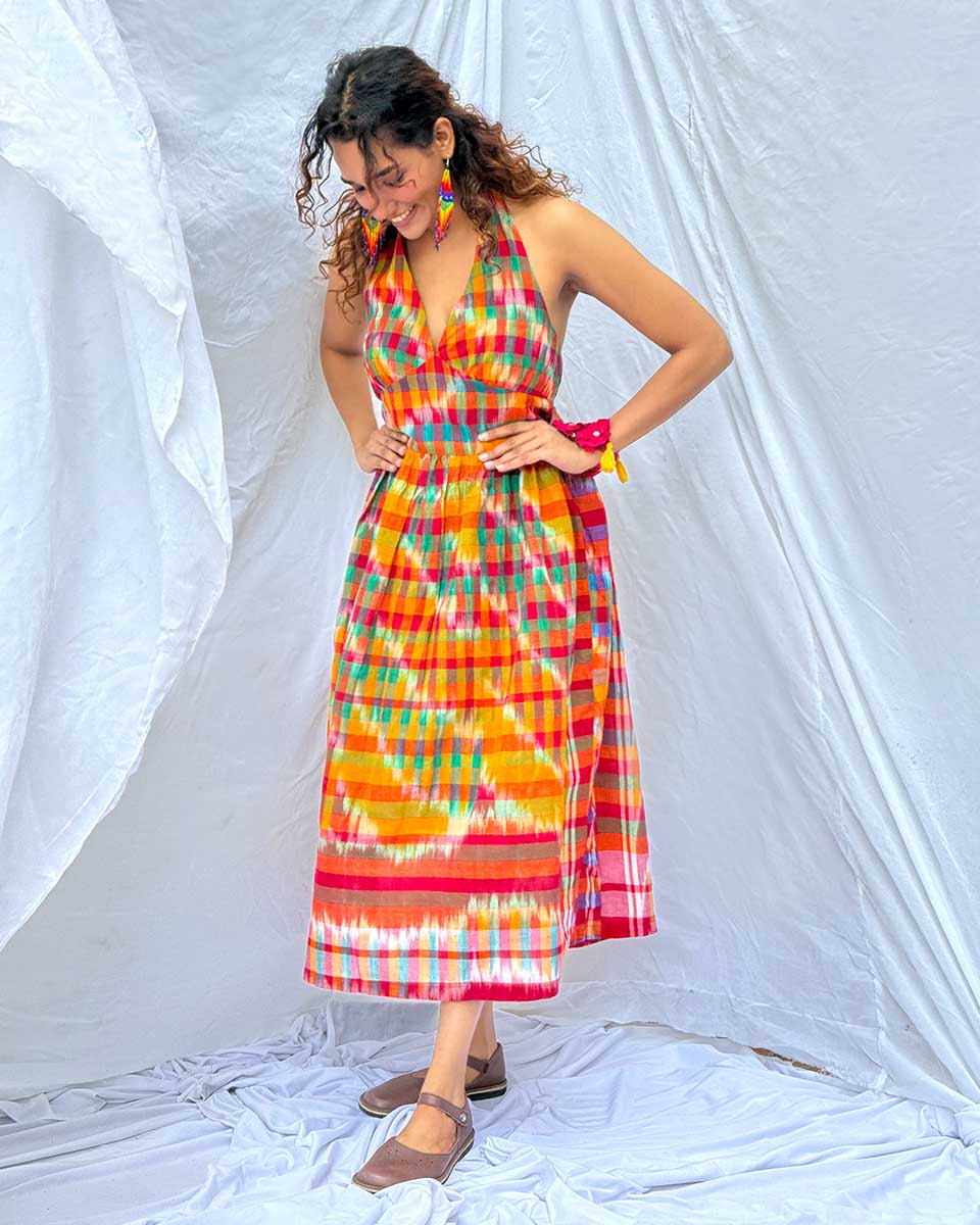 Koyel Gamcha Cotton Dress - GMC - Image 4