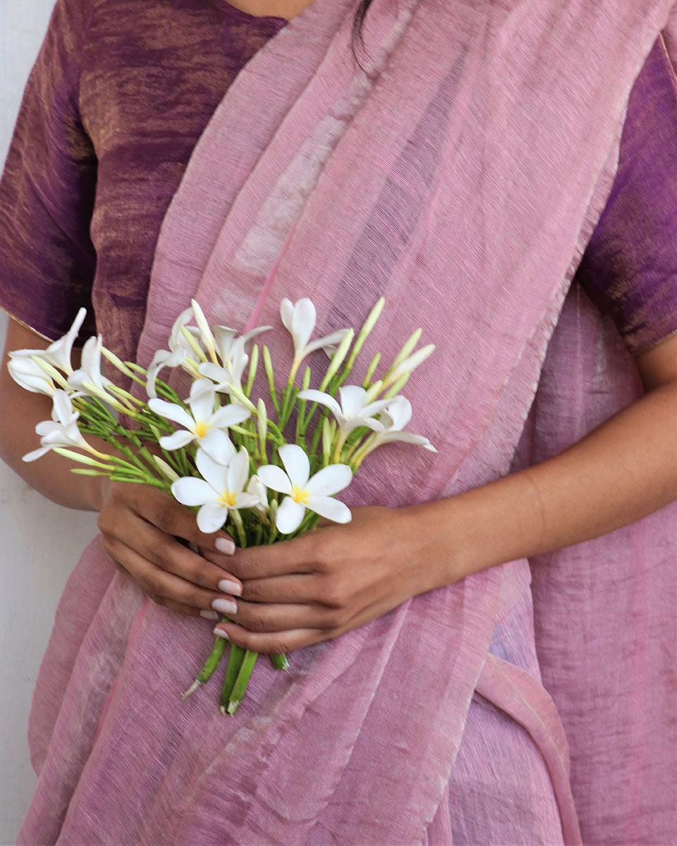 Inara Handwoven Linen Saree-Melting Moon - Image 2