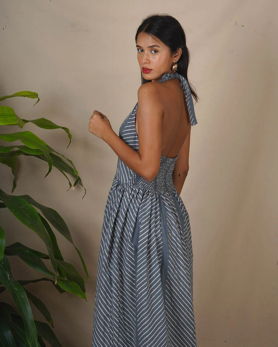 Lunar Hush Grey Block Printed Dress - BMS - Image 10