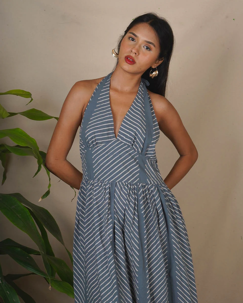 Lunar Hush Grey Block Printed Dress - BMS - Image 11