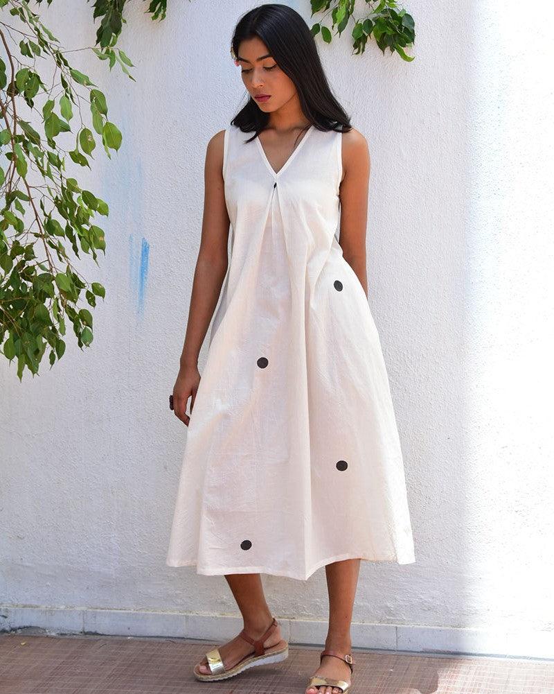 Lunar Lace Handblockprinted Cotton Dress - Vnmn - Image 4