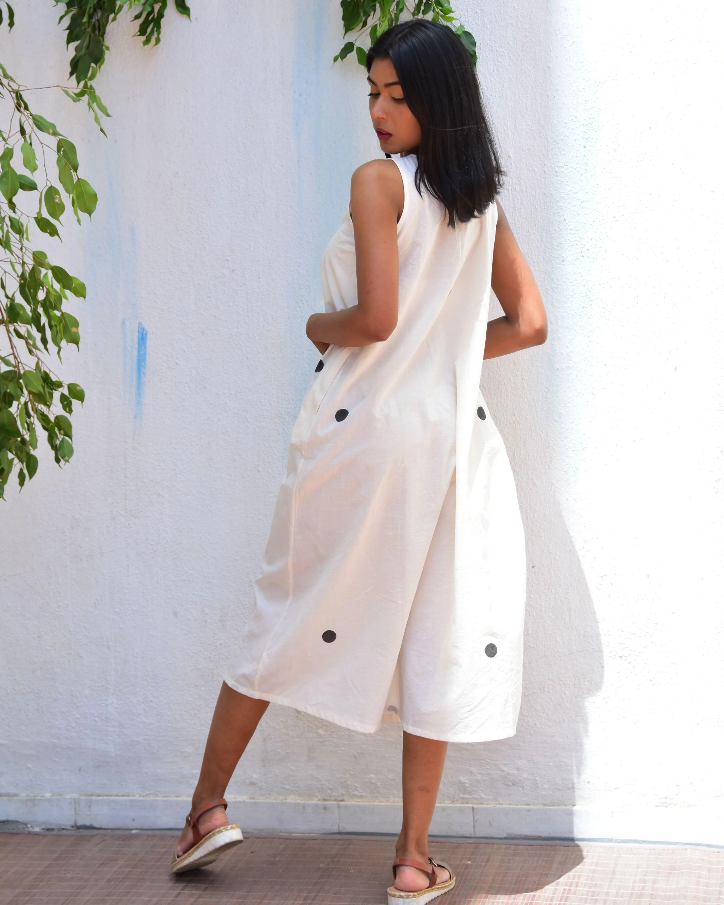 Lunar Lace Handblockprinted Cotton Dress - Vnmn - Image 7